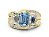 Yellow gold Three-Stone Fancy Blue Emerald Cut Cut Diamond Split Shank Prong Set Ring_12