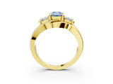 Yellow gold Three-Stone Fancy Blue Emerald Cut Cut Diamond Split Shank Prong Set Ring_15