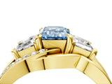Yellow gold Three-Stone Fancy Blue Emerald Cut Cut Diamond Split Shank Prong Set Ring_16