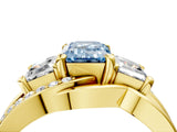 Yellow gold Three-Stone Fancy Blue Emerald Cut Cut Diamond Split Shank Prong Set Ring_4