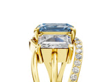 Yellow gold Three-Stone Fancy Blue Emerald Cut Cut Diamond Split Shank Prong Set Ring_5