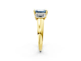 Yellow gold Three-Stone Fancy Blue Emerald Cut Cut Solitaire Ring with Classic Prong Setting_2