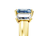 Yellow gold Three-Stone Fancy Blue Emerald Cut Cut Solitaire Ring with Classic Prong Setting_5