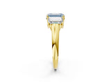 Yellow gold Three-Stone Fancy Blue Emerald Cut Diamond Engagement Ring with Prong Setting_5