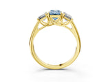 Yellow gold Three-Stone Fancy Blue Emerald Cut Diamond Engagement Ring with Prong Setting_6