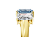 Yellow gold Three-Stone Fancy Blue Emerald Cut Diamond Engagement Ring with Prong Setting_8