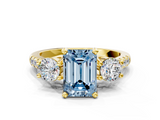 Yellow gold Three-Stone Fancy Blue Emerald  Cut Diamond Pavé Band with Four-Prong Setting_27