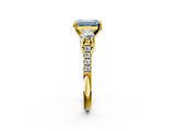 Yellow gold Three-Stone Fancy Blue Emerald  Cut Diamond Pavé Band with Four-Prong Setting_29