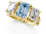 Yellow gold Three-Stone Fancy Blue Emerald  Cut Diamond Ring with Channel-Set Band and Four-Prong Setting_53