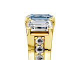 Yellow gold Three-Stone Fancy Blue Emerald  Cut Diamond Ring with Channel-Set Band and Four-Prong Setting_57