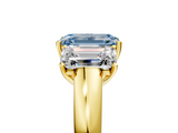Yellow gold Three-Stone Fancy Blue Emerald  Cut Diamond Ring with Channel-Set Band and Four-Prong Setting_64