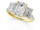 Yellow gold Three-Stone Fancy Blue Emerald Cut Diamond Ring with Pavé Band and Prong Setting_62