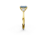 Yellow gold Three-Stone Fancy Blue Emerald  Cut Diamond Ring with Pear Side Stones in Four-Prong Setting_118