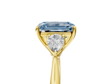 Yellow gold Three-Stone Fancy Blue Emerald  Cut Diamond Ring with Pear Side Stones in Four-Prong Setting_121