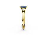 Yellow gold Three-Stone Fancy Blue Emerald  Cut Diamond Solitaire with Prong Setting and Classic Band_44