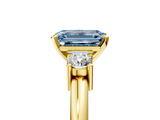 Yellow gold Three-Stone Fancy Blue Emerald  Cut Diamond Solitaire with Prong Setting and Classic Band_47