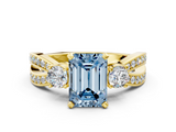 Yellow gold Three-Stone Fancy Blue Emerald  Cut Diamond Twist Band with Prong Setting_20