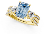 Yellow gold Three-Stone Fancy Blue Emerald  Cut Diamond Twist Band with Prong Setting_21