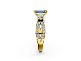 Yellow gold Three-Stone Fancy Blue Emerald  Cut Diamond Twist Band with Prong Setting_22
