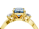 Yellow gold Three-Stone Fancy Blue Emerald  Cut Diamond Twist Band with Prong Setting_24