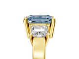 Yellow gold Three-Stone Fancy Blue Emerald  Cut Solitaire Ring with Prong Setting_8