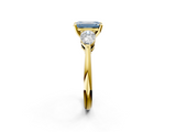 Yellow gold Three-Stone Fancy Blue Emerald  Diamond Ring with Pear Side Stones in Four-Prong Setting_43