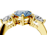 Yellow gold Three-Stone Fancy Blue Heart  Brilliant Cut Solitaire Ring with Prong Setting on a Classic Band 4