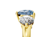 Yellow gold Three-Stone Fancy Blue Heart  Brilliant Cut Solitaire Ring with Prong Setting on a Classic Band 5