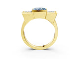 Yellow gold Three Stone Fancy Blue Heart Cut Cut Channel Set Diamond Ring_3