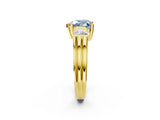 Yellow gold Three-Stone Fancy Blue Heart Cut Cut Classic Band Prong Setting Ring_2