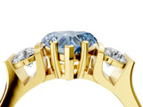 Yellow gold Three-Stone Fancy Blue Heart Cut Cut Classic Band Prong Setting Ring_4