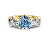 Yellow gold Three-Stone Fancy Blue Heart Cut Cut Diamond Engagement Ring with Flat Band and Four-Prong Setting_12