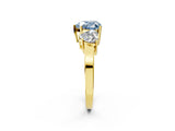 Yellow gold Three-Stone Fancy Blue Heart Cut Cut Diamond Engagement Ring with Flat Band and Four-Prong Setting_14