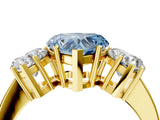 Yellow gold Three-Stone Fancy Blue Heart Cut Cut Diamond Engagement Ring with Flat Band and Four-Prong Setting_16