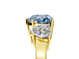 Yellow gold Three-Stone Fancy Blue Heart Cut Cut Diamond Engagement Ring with Flat Band and Four-Prong Setting_17