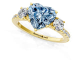 Yellow gold Three-Stone Fancy Blue Heart Cut Cut Diamond Pavé Band with Prong Setting_16