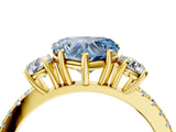 Yellow gold Three-Stone Fancy Blue Heart Cut Cut Diamond Pavé Band with Prong Setting_19