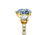 Yellow gold Three-Stone Fancy Blue Heart Cut Cut Diamond Pavé Band with Prong Setting_20