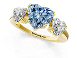 Yellow gold Three-Stone Fancy Blue Heart Cut Cut Diamond Ring with Channel Set Band and Four-Prong Setting_1