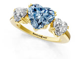 Yellow gold Three-Stone Fancy Blue Heart Cut Cut Diamond Ring with Channel Set Band and Four-Prong Setting_25