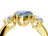 Yellow gold Three-Stone Fancy Blue Heart Cut Cut Diamond Ring with Channel Set Band and Four-Prong Setting_4
