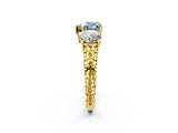 Yellow gold Three-Stone Fancy Blue Heart Cut Cut Diamond Ring with Channel-Set Band and Prong Setting_2