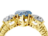Yellow gold Three-Stone Fancy Blue Heart Cut Cut Diamond Ring with Channel-Set Band and Prong Setting_4