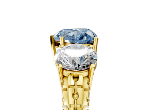 Yellow gold Three-Stone Fancy Blue Heart Cut Cut Diamond Ring with Channel-Set Band and Prong Setting_5