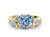 Yellow gold Three-Stone Fancy Blue Heart Cut Cut Diamond Ring with Trillion Side Stones and Four-Prong Setting_3
