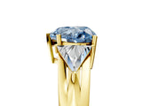 Yellow gold Three-Stone Fancy Blue Heart Cut Cut Diamond Ring with Trillion Side Stones on a Split Shank Band_5