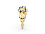 Yellow gold Three-Stone Fancy Blue Heart Cut Cut Diamond Split Shank Prong Set Ring_2