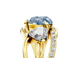 Yellow gold Three-Stone Fancy Blue Heart Cut Cut Diamond Split Shank Prong Set Ring_5