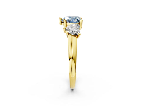 Yellow gold Three-Stone Fancy Blue Heart Cut Cut Solitaire Ring with Classic Prong Setting_2