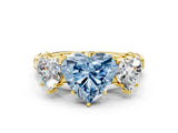 Yellow gold Three-Stone Fancy Blue Heart Cut Diamond Braided Band Ring with Four-Prong Setting_40
